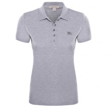 Pre Owned Burberry Brit Grey Melange Short Sleeve Polo Shirt M