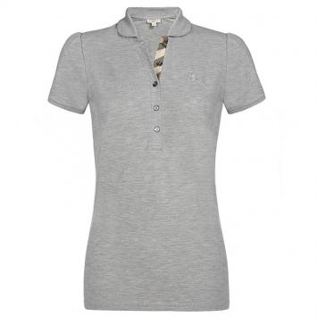 Pre Owned Burberry Brit Grey Melange Check Placket Polo Shirt L