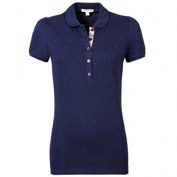 Pre Owned Burberry Brit Navy Blue Check Placket Polo Shirt L