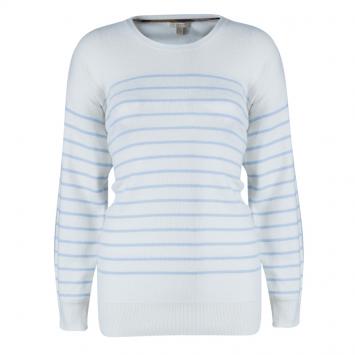 Pre Owned Burberry Brit White and Blue Striped Sweater M 