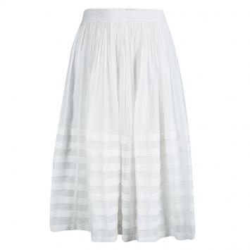 Pre Owned Burberry Brit White Cotton Gathered Skirt S