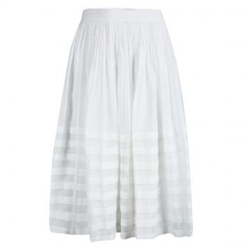 Pre Owned Burberry Brit White Cotton Gathered Skirt L