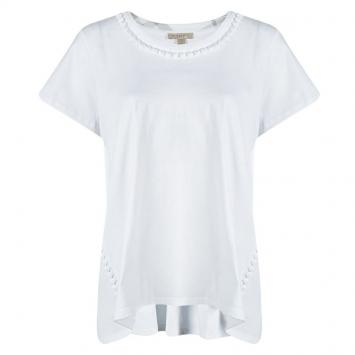 Pre Owned Burberry Brit White Cotton Lace Trim Detail T-Shirt XL