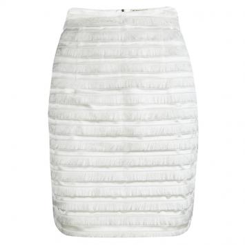 Pre Owned Burberry London Parchment White Fringe Detail Mini Skirt S