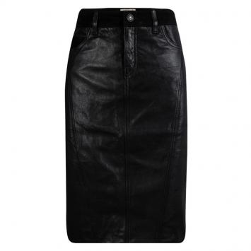 Pre Owned Burberry Brit Black Lamb Leather Pencil Skirt S
