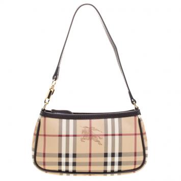 Pre Owned Burberry Brown Haymarket Check PVC Aston Shoulder Bag
