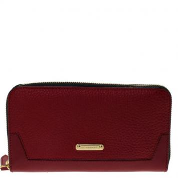 Pre Owned Burberry Red Leather Ziggy Wallet