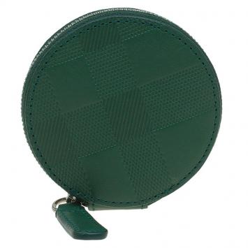 Pre Owned Burberry Forest Green Check Embossed Leather Round Coin Purse