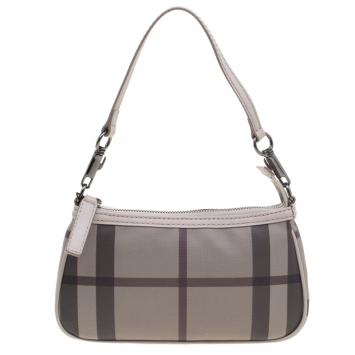 Pre Owned Burberry Grey Smoked Check PVC Small Aston Shoulder Bag