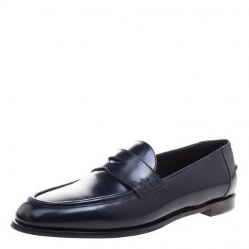 Pre Owned Burberry Oxford Blue Leather Oban Penny Loafers Size 38