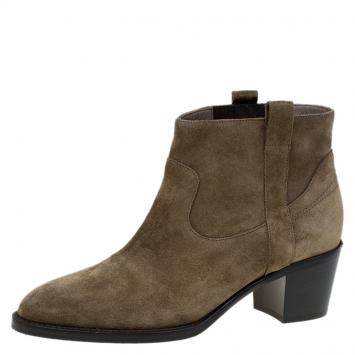Pre Owned Burberry Brown Suede Coletta Ankle Boots Size 40