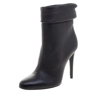 Pre Owned Burberry Black Leather Epworth Ankle Boots Size 37