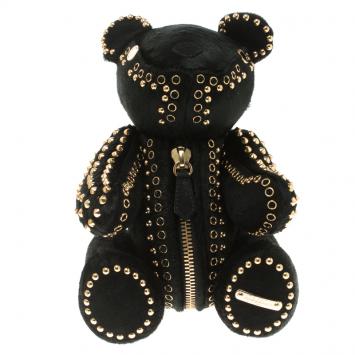 Pre Owned دب تيدي بربري ادلت كوليكتيبل مرصع لون ذهبي & شعر عجل أسود