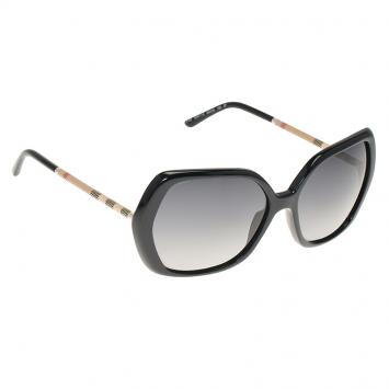 Pre Owned Burberry Black Novacheck Wrapped Square Sunglasses  