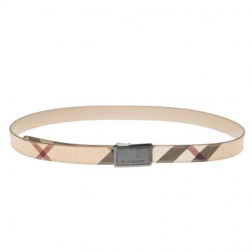 Pre Owned Burberry Beige Novacheck Canvas Belt 100 CM