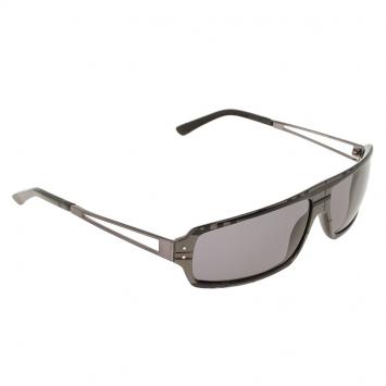 Pre Owned Burberry Grey Novecheck Print 8394 Shield Sunglasses