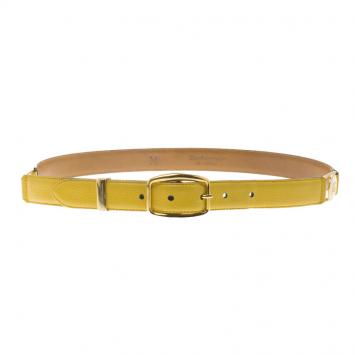 Pre Owned Burberrys London Yellow Leather Logo Embelishment Belt 85 CM