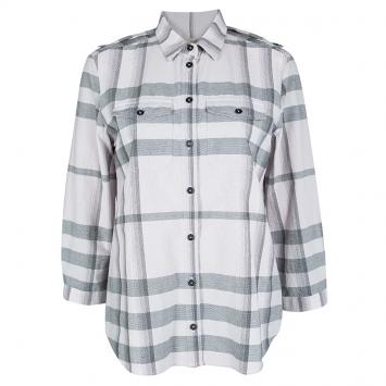 Pre Owned Burberry Brit Pale Pink Checked Cotton Long Sleeve Button Front Shirt M