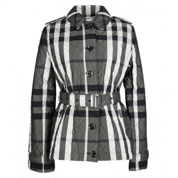 Pre Owned Burberry Brit Checked Diamond Quilted Belted Jacket XL