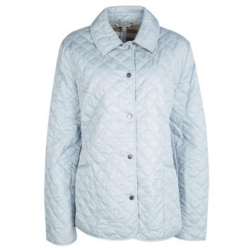 Pre Owned Burberry London Powder Blue Diamond Quilted Button Front Jacket L