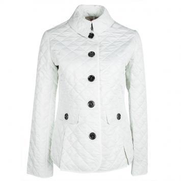 Pre Owned Burberry Brit Off White Diamond Quilted Button Front Jacket M