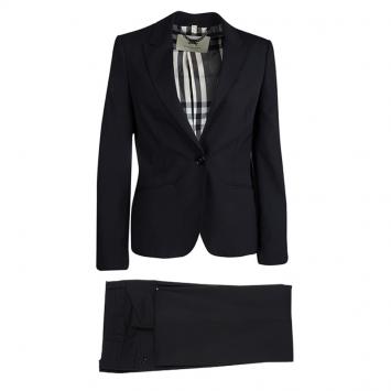 Pre Owned Burberry London Black Wool Pant Suit S