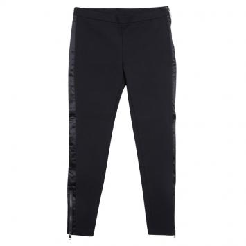 Pre Owned Burberry London Black Knit Satin Trim Zip Detail Leggings S
