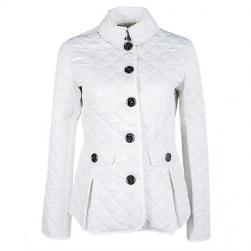Pre Owned Burberry Brit White Diamond Quilted Button Front Jacket XS