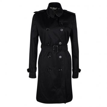 Pre Owned Burberry London Black Cotton Belted Trench Coat S