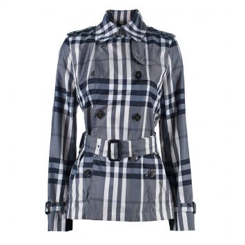Pre Owned Burberry Monochrome Print Trenchcoat S