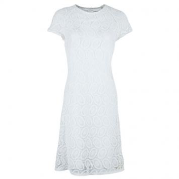 Pre Owned Burberry White Lace Dress M