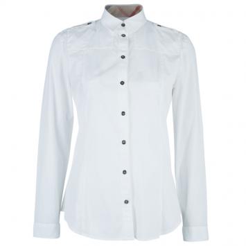 Pre Owned Burberry White Cotton Nova Check Cuff Shirt M
