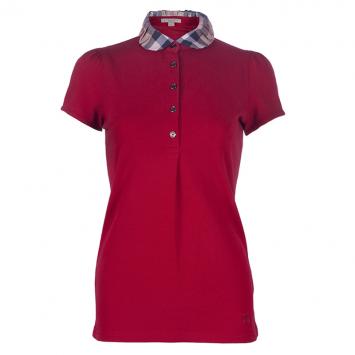 Pre Owned Burberry Red Novacheck Collar Polo Shirt S
