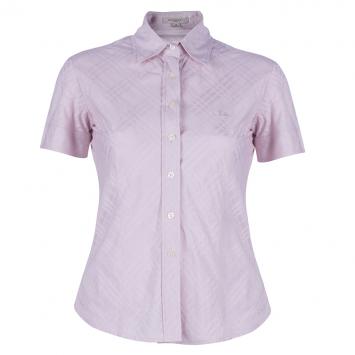 Pre Owned Burberry Pink NovaCheck Blouse S