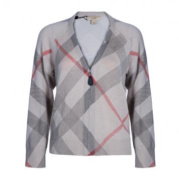 Pre Owned Burberry Brit Novacheck Zip Front Cardigan XL