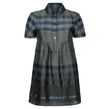 Pre Owned Burberry Olive Green Babydoll Dress S