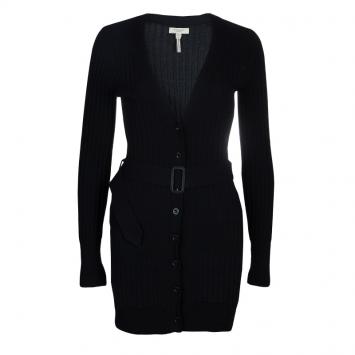 مملوكة مسبقًا Burberry Black Ribbed Cashmere Cardigan S