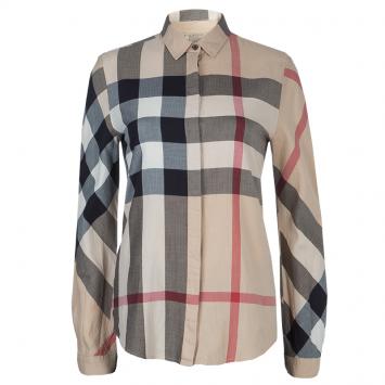 Pre Owned Burberry Beige Novacheck Long Sleeve Button Down Cotton Shirt M