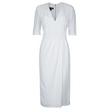 Pre Owned Burberry Prorsum Off-white Pleated Dress M