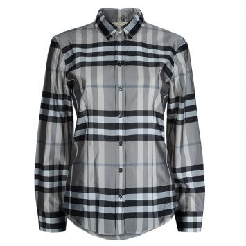 Pre Owned Burberry Grey Novacheck Long Sleeve Button Down Shirt M