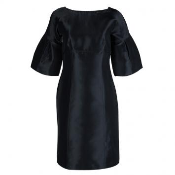 Pre Owned Burberry Black Short Sleeve Sheath Dress S
