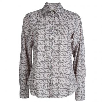 Pre Owned Burberry Beige Monogram Print Cotton Long Sleeve Buttondown Shirt M  