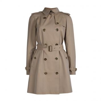 Pre Owned Burberry Beige Cotton Double Breasted Belted Trench Coat S