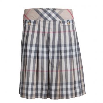 Pre Owned Burberry London Beige Nova Check Cotton Pleated Skirt M