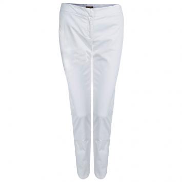 Pre Owned Burberry White Cotton Trousers M