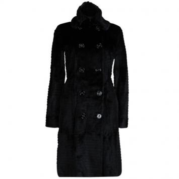 Pre Owned Burberry Prorsum Black Rabbit Fur Overcoat S