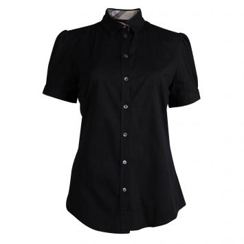 Pre Owned Burberry Brit Black Cotton Short Sleeve Button Down Shirt M