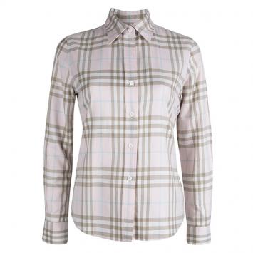 Pre Owned Burberry Pink Nova Check Long Sleeve Button Down Shirt S