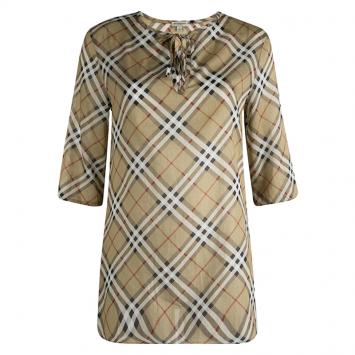 Pre Owned Burberry London Beige Novacheck Cotton Tunic S