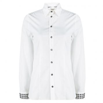 Pre Owned Burberry London White Embellished Cuff Detail Button Front Shirt S